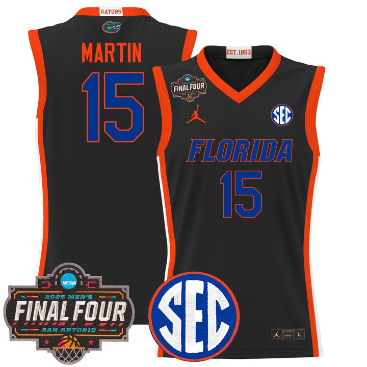 Florida Gators 2025 Final Four Patch Basketball Jersey – Black Alijah Martin