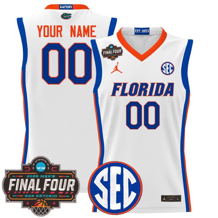Florida Gators 2025 Final Four Patch Basketball Custom Jersey – White