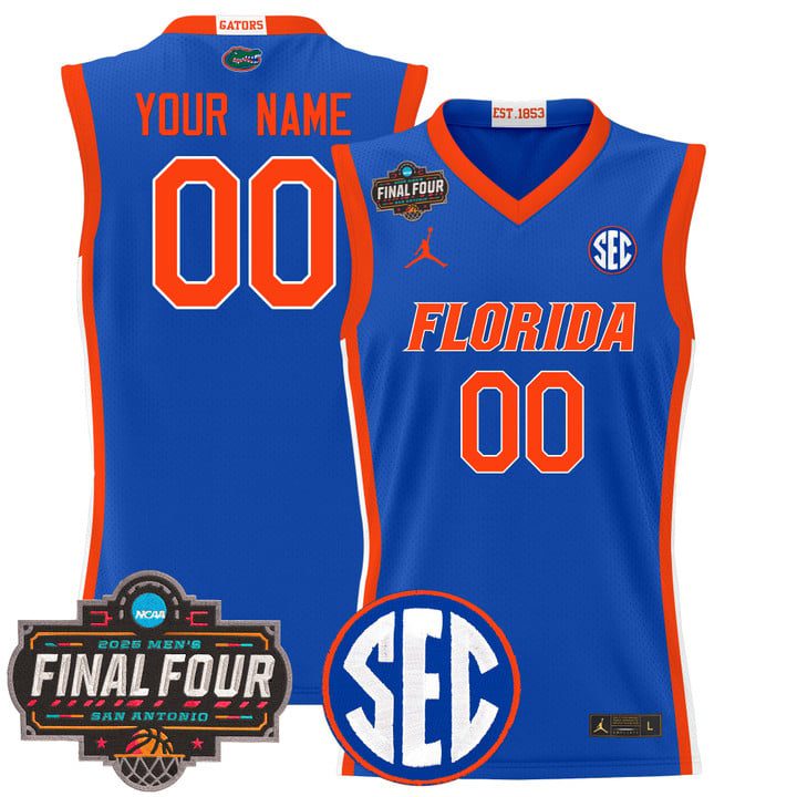 Florida Gators 2025 Final Four Patch Basketball Custom Jersey – Royal