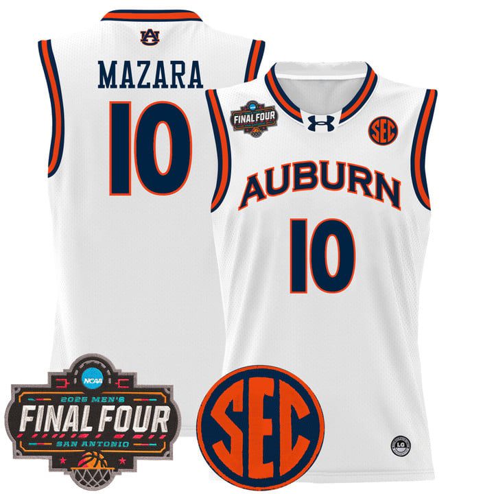 Auburn Tigers 2025 Final Four Patch Lightweight Basketball Jersey – White Baker-Mazara