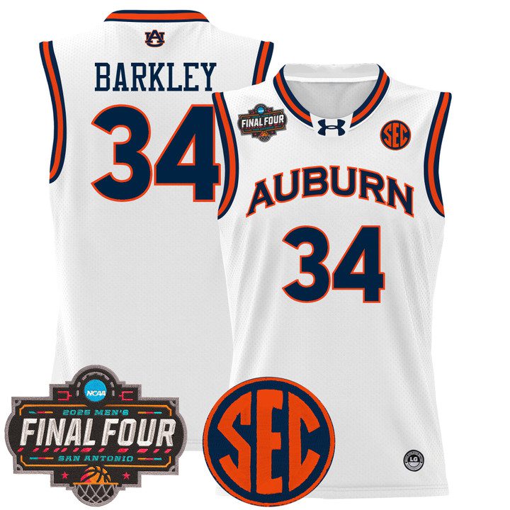 Auburn Tigers 2025 Final Four Patch Lightweight Basketball Jersey – White Charles Barkley