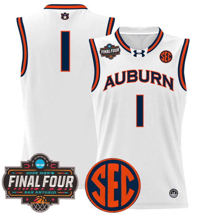 Auburn Tigers 2025 Final Four Patch Lightweight Basketball Jersey – White #1 Team