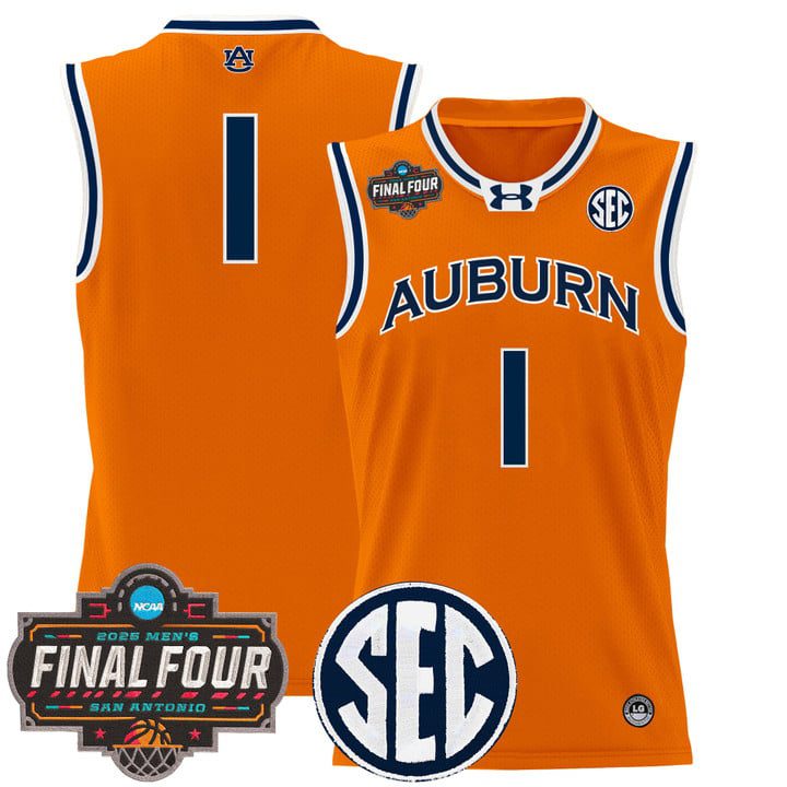 Auburn Tigers 2025 Final Four Patch Lightweight Basketball Jersey – Orange #1 Team