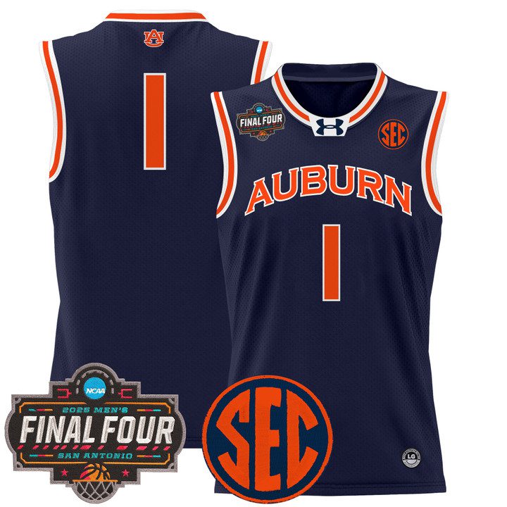 Auburn Tigers 2025 Final Four Patch Lightweight Basketball Jersey – Navy #1 Team