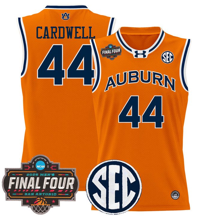 Auburn Tigers 2025 Final Four Patch Lightweight Basketball Jersey – Orange Dylan Cardwell