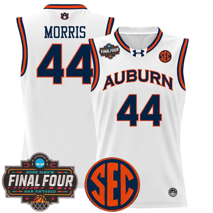 Auburn Tigers 2025 Final Four Patch Lightweight Basketball Jersey – White Chris Morris