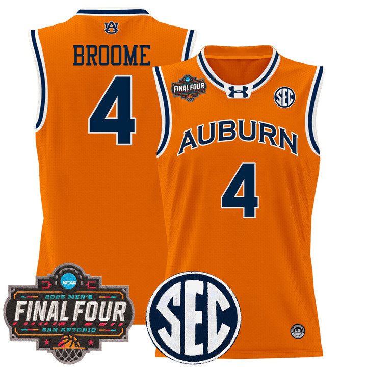 Auburn Tigers 2025 Final Four Patch Lightweight Basketball Jersey – Orange Johni Broome