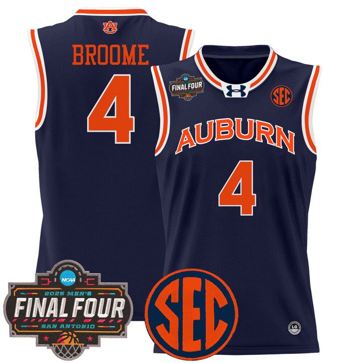 Auburn Tigers 2025 Final Four Patch Lightweight Basketball Jersey – Navy Johni Broome