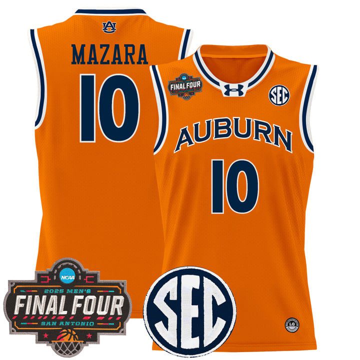 Auburn Tigers 2025 Final Four Patch Lightweight Basketball Jersey – Orange Baker-Mazara