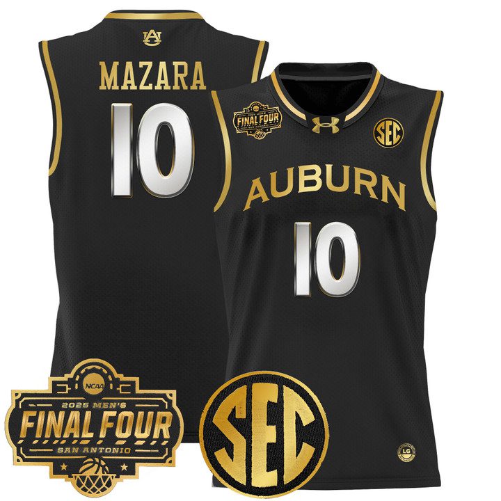 Auburn Tigers 2025 Final Four Patch Lightweight Basketball Jersey – Black Gold Baker-Mazara