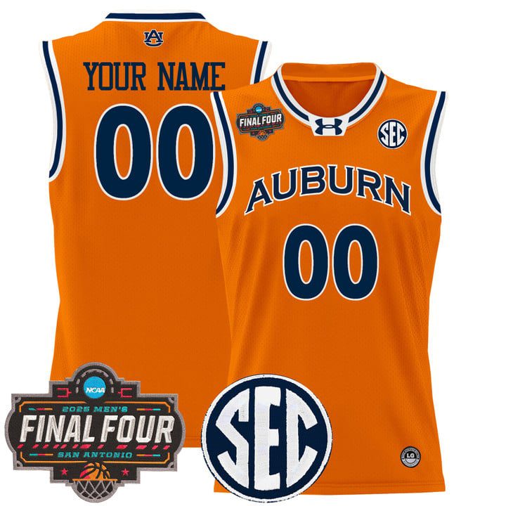 Auburn Tigers 2025 Final Four Patch Lightweight Basketball Custom Jersey – Orange