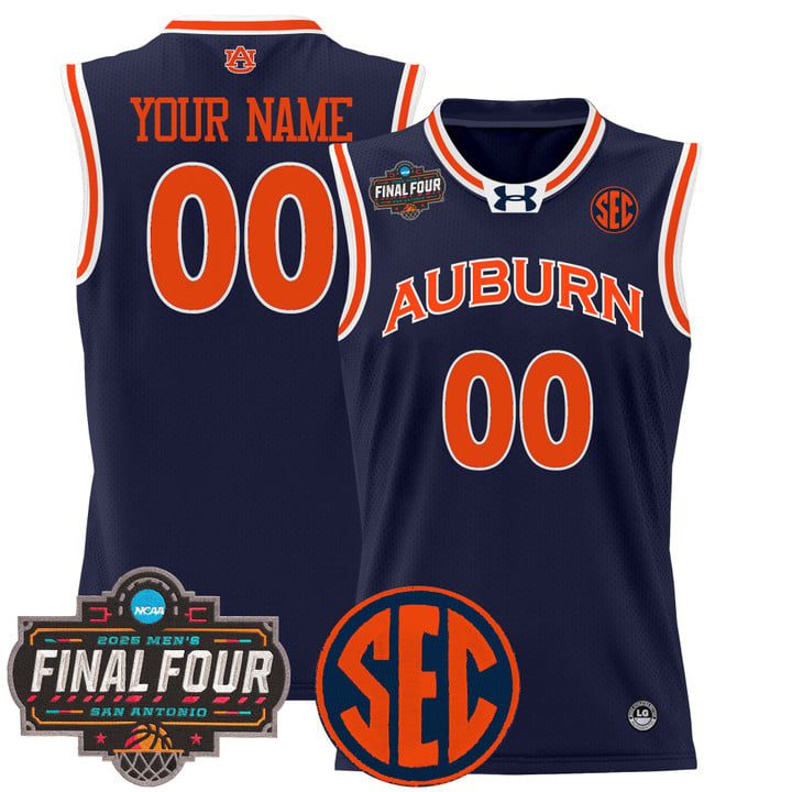 Auburn Tigers 2025 Final Four Patch Lightweight Basketball Custom Jersey – Navy
