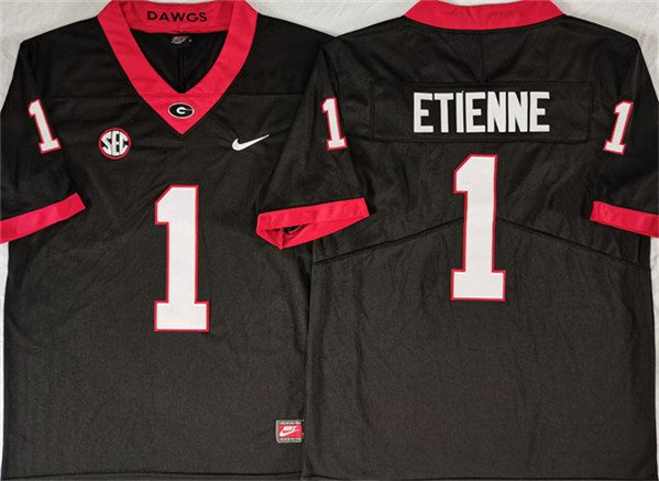 Georgia Bulldogs #1 Trevor Etienne Black Stitched Jersey