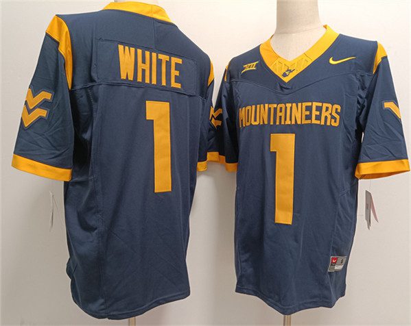 NFL West Virginia Mountaineers #1 Jahiem White Navy F.U.S.E. Stitched Jersey