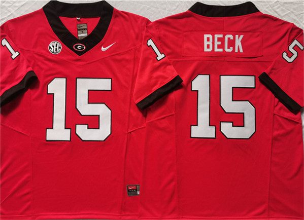Georgia Bulldogs #15 Carson Beck Red F.U.S.E. Stitched Jersey