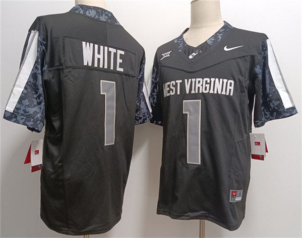 NFL West Virginia Mountaineers #1 Jahiem White Black F.U.S.E. Stitched Jersey