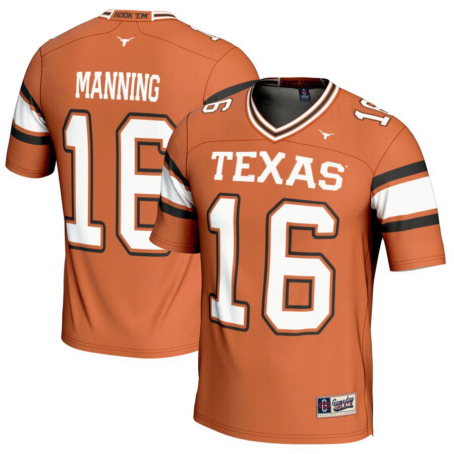 NFL Arch Manning Texas Longhorns GameDay Greats NIL Player Football Jersey – Texas Orange
