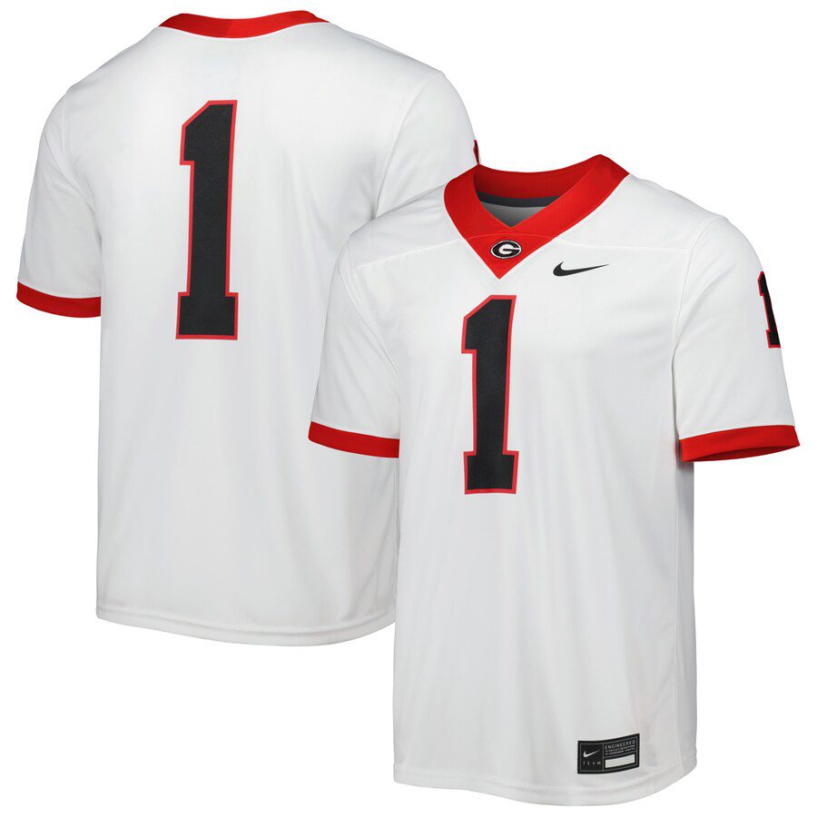 Georgia Bulldogs #1 Away Game Jersey – White