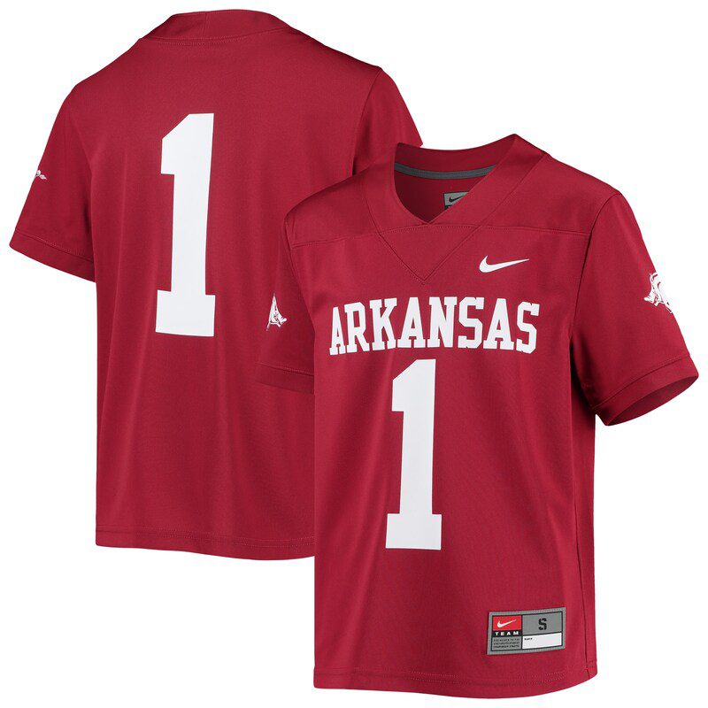 #1 Arkansas Razorbacks Youth Untouchable Football Jersey – Cardinal