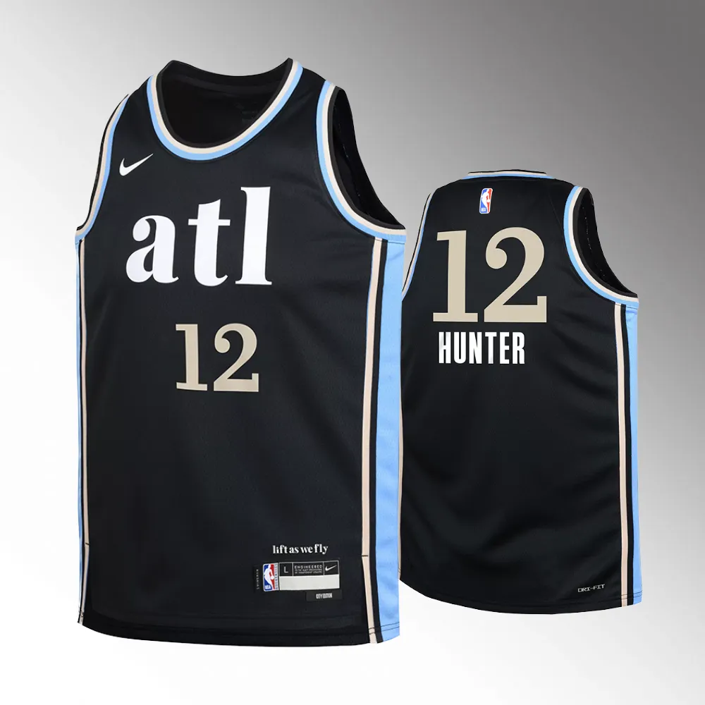 Atlanta Hawks #12 De’Andre Hunter Youth 2023-24 City Edition Black Swingman Jersey