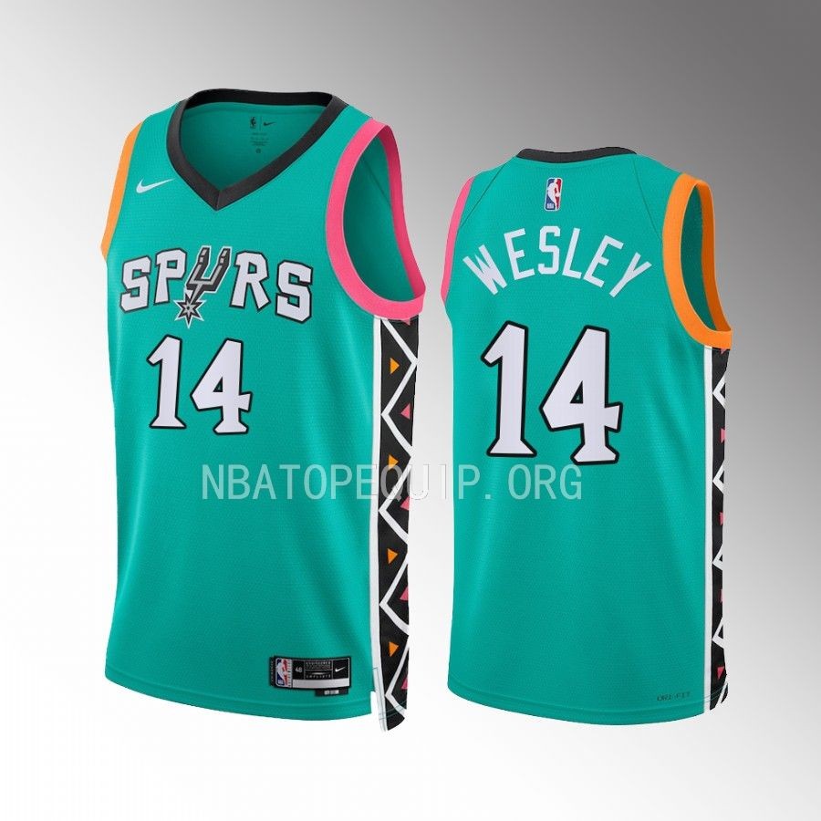 Blake Wesley 2022-23 San Antonio Spurs Turquoise #14 City Edition Jersey Swingman