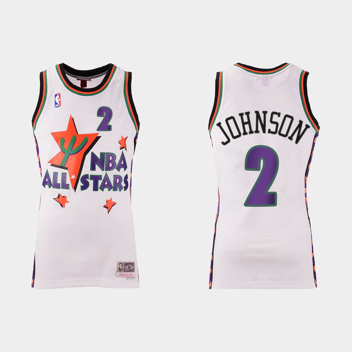 1995 NBA All-Star Charlotte Hornets #2 Larry Johnson White Jersey