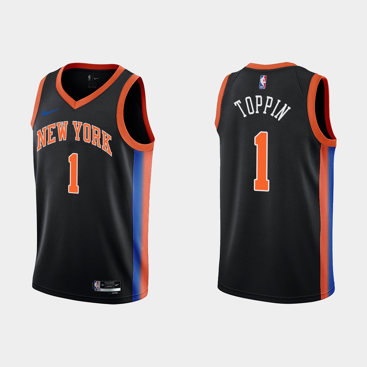 2022-23 New York Knicks No. 1 Obi Toppin City Edition Black Swingman Jersey