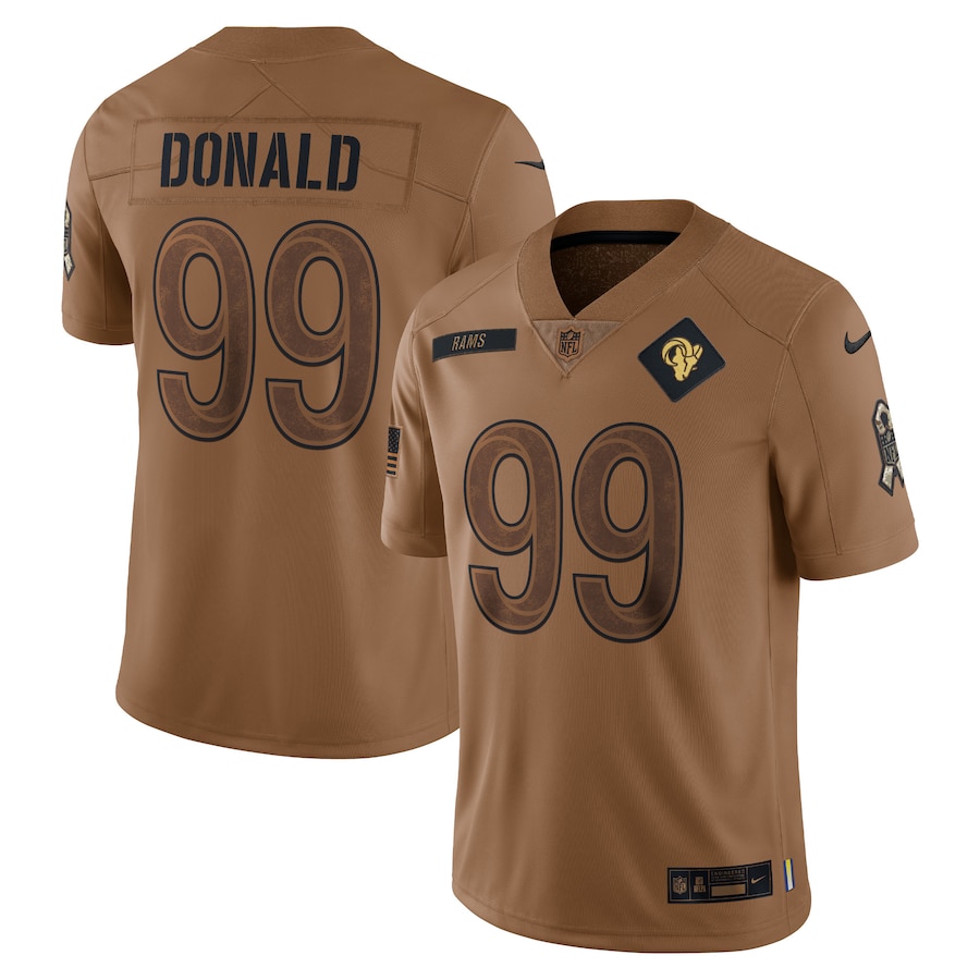 NFL Aaron Donald Los Angeles Rams 2023 Salute To Service Limited Jersey – Brown