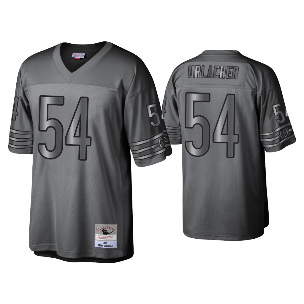 NFL Brian Urlacher Chicago Bears Charcoal 2001 Throwback Metal Legacy Jersey