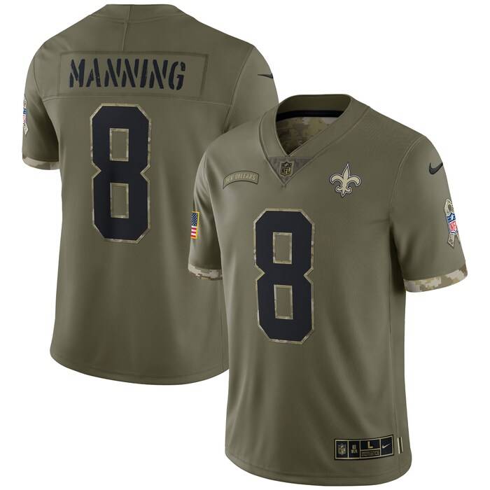 NFL Archie Manning New Orleans Saints 2022 Salute To Service Retired Player Limited Jersey – Olive