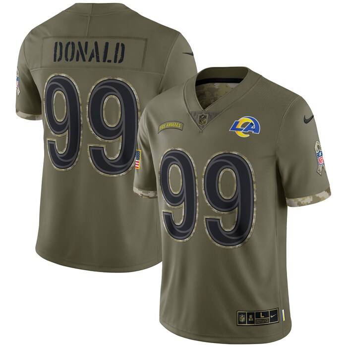 NFL Aaron Donald Los Angeles Rams 2022 Salute To Service Limited Jersey – Olive