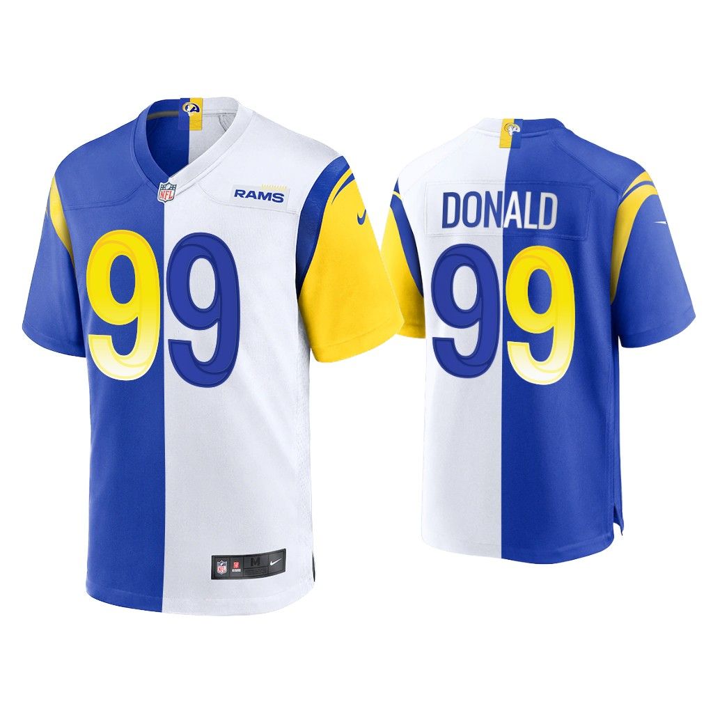 NFL Aaron Donald Los Angeles Rams Royal White 2021 Split Game Jersey