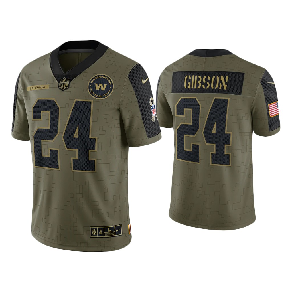 NFL Men Antonio Gibson Washington Football Team Olive 2021 Salute To Service Limited Jersey