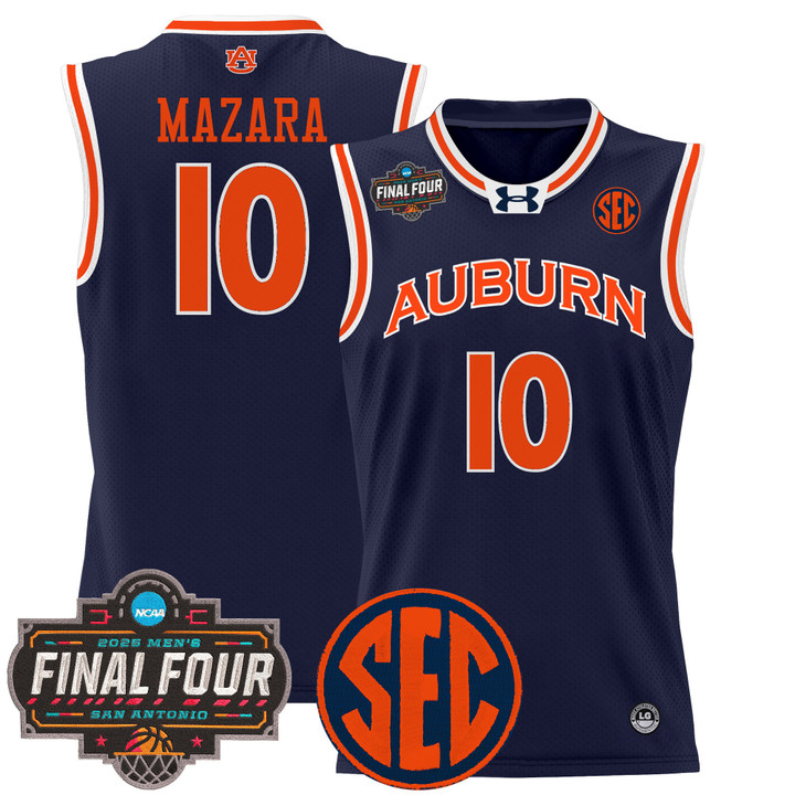Auburn Tigers 2025 Final Four Patch Lightweight Basketball Jersey – Navy Baker-Mazara
