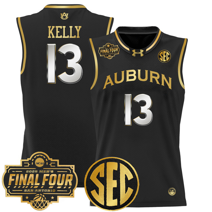 Auburn Tigers 2025 Final Four Patch Lightweight Basketball Jersey – Black Gold Miles Kelly
