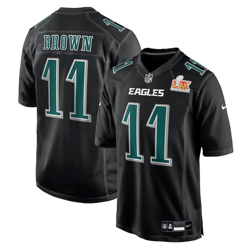 NFL A.J. Brown Philadelphia Eagles Super Bowl LIX Fashion Game Player Jersey – Carbon Black