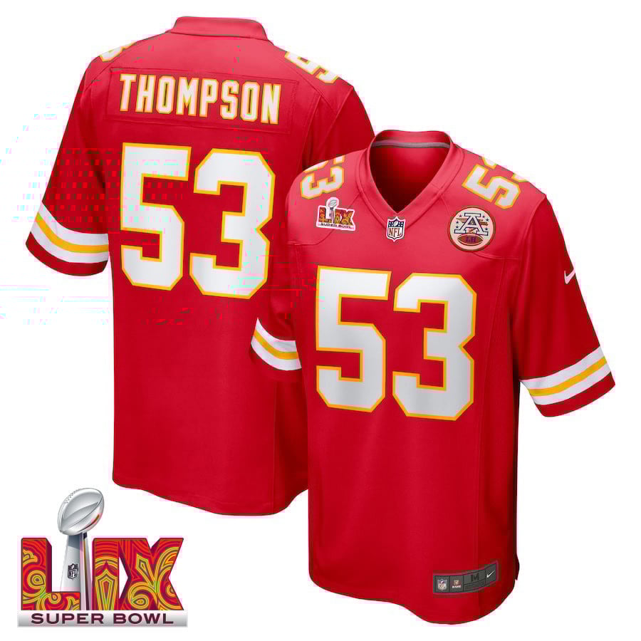 BJ Thompson #53 Kansas City Chiefs Super Bowl LIX Jersey – Men’s – Red