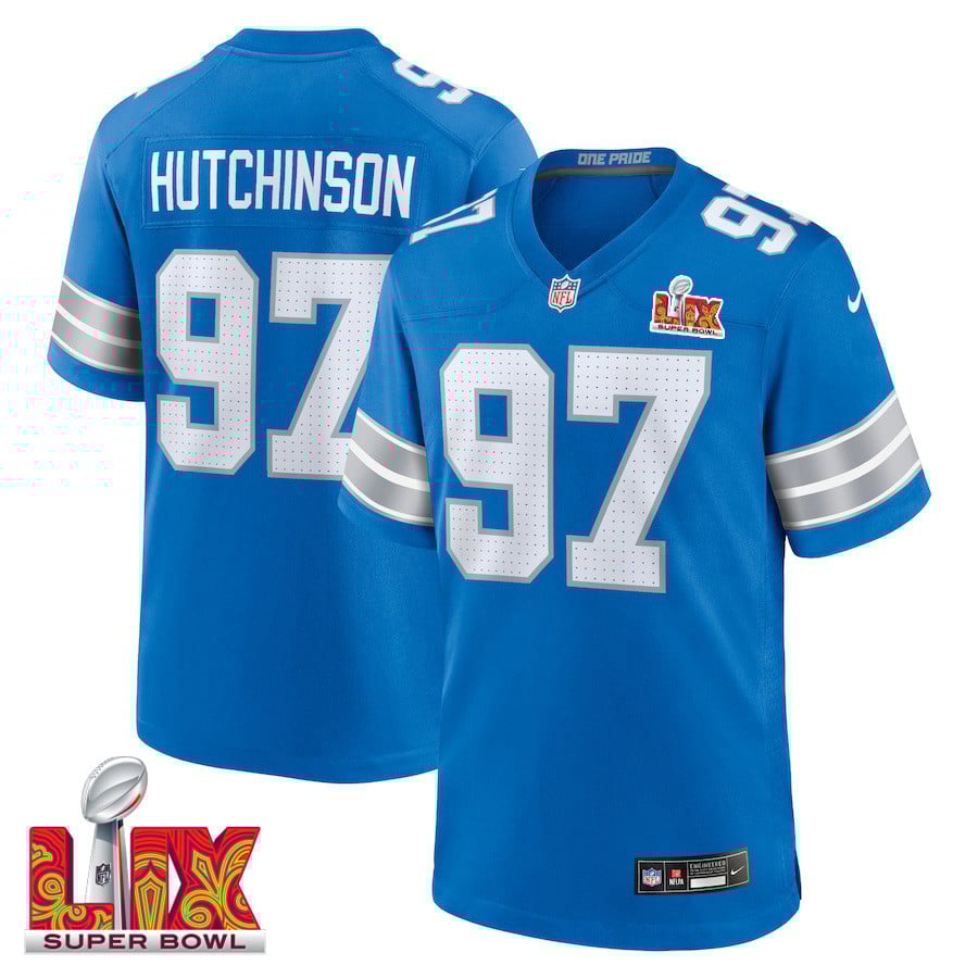 NFL Aidan Hutchinson #97 Detroit Lions Super Bowl LIX Jersey – Men’s – Blue