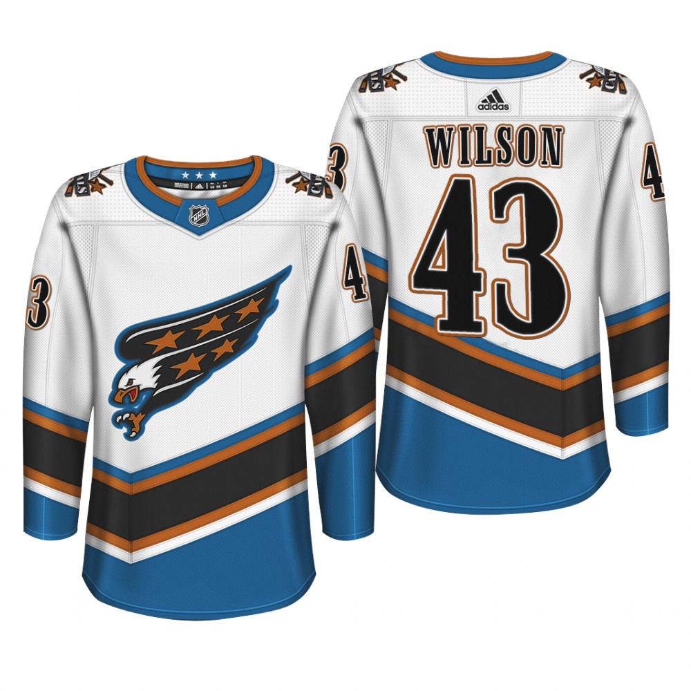 Men Tom Wilson Washington Capitals Screaming Eagle White Throwback Jersey 2022