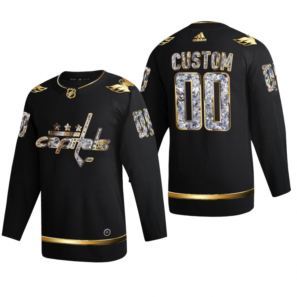 Men Custom #00 Washington Capitals 2022 Stanley Cup Playoffs Black Diamond Edition Jersey