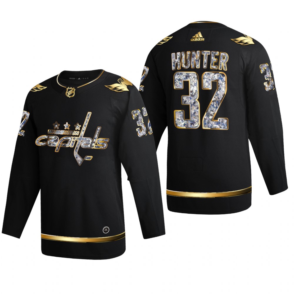 Men Dale Hunter #32 Washington Capitals 2022 Stanley Cup Playoffs Black Diamond Edition Jersey