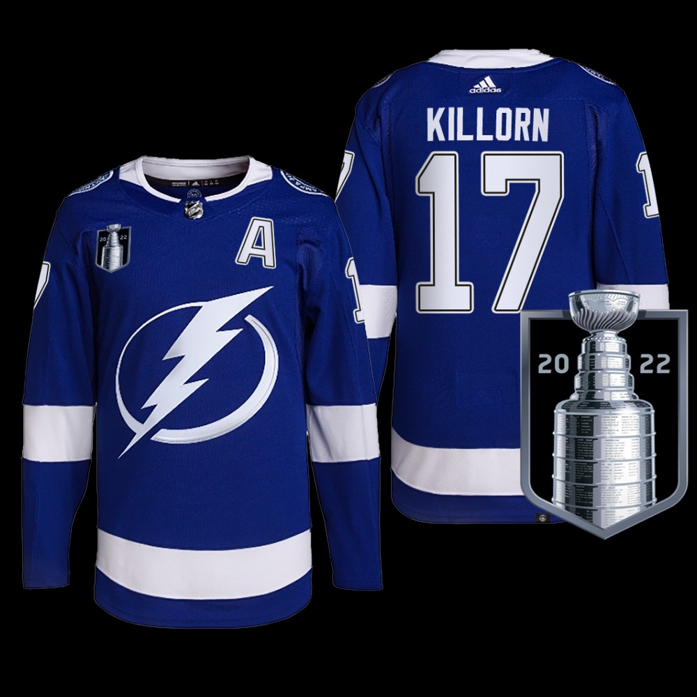 Men 2022 Stanley Cup Final Tampa Bay Lightning Alex Killorn Jersey Primegreen Blue #17 Uniform