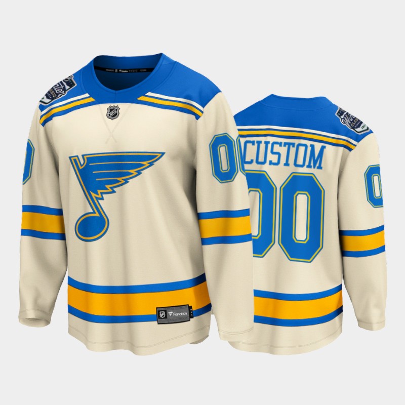 Men St. Louis Blues #00 Custom 2022 Winter Classic Cream Bluenote Jersey