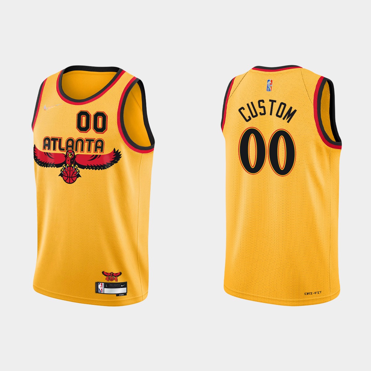 Atlanta Hawks #00 Custom 2021-22 NBA 75th Anniversary City Gold Jersey