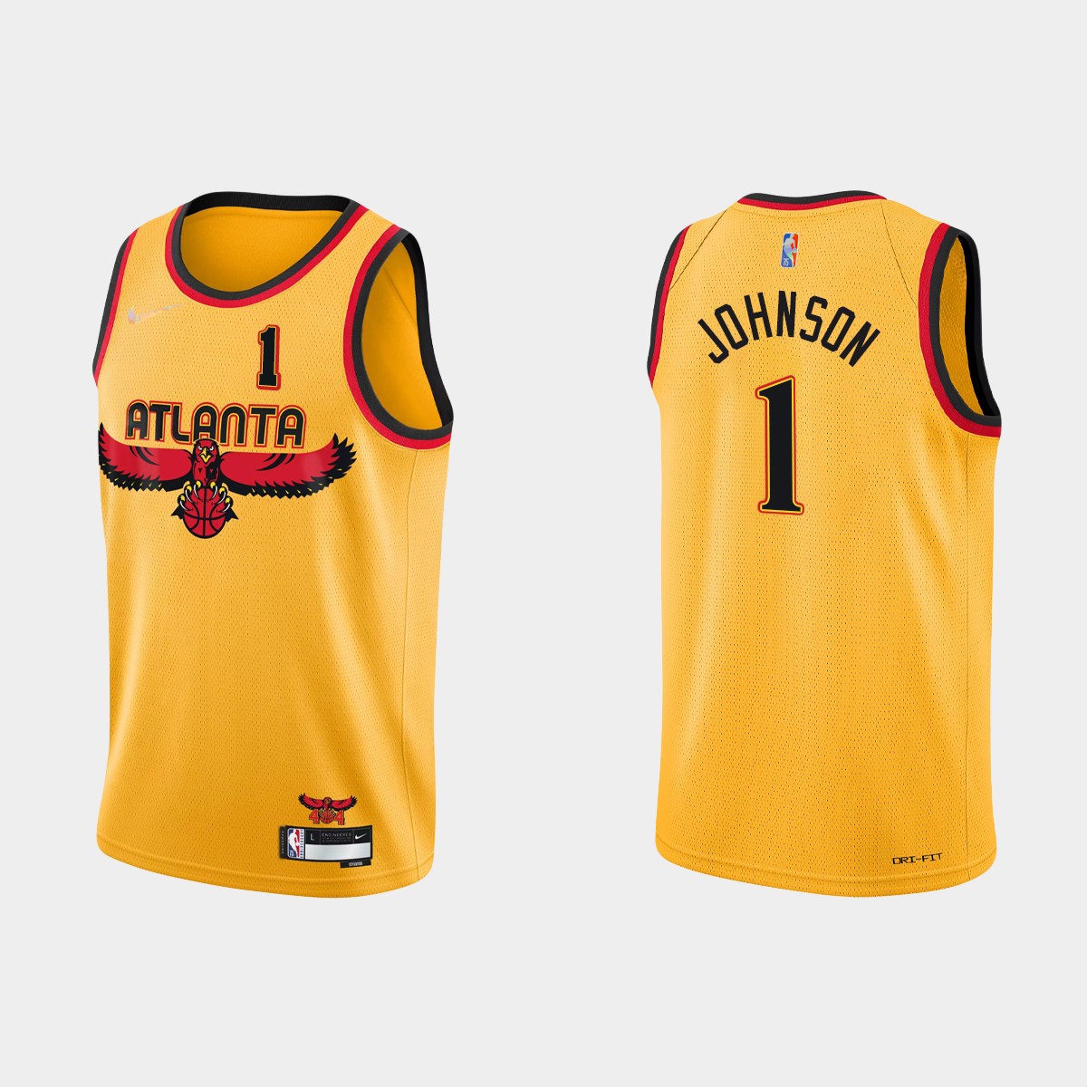 Atlanta Hawks #1 Jalen Johnson 2021-22 NBA 75th Anniversary City Gold Jersey
