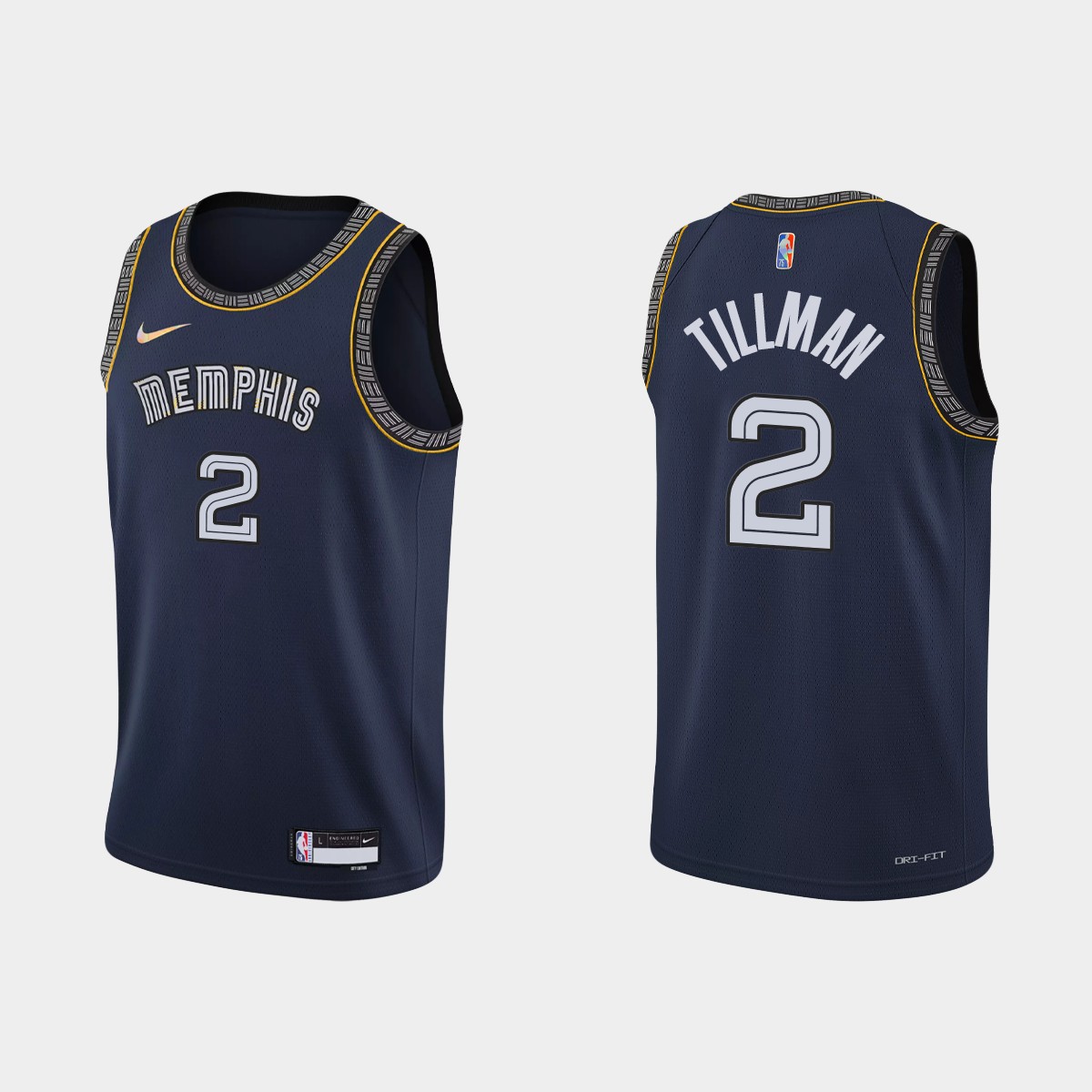 2021-22 Memphis Grizzlies No. 2 Xavier Tillman 75th Anniversary City Navy Jersey