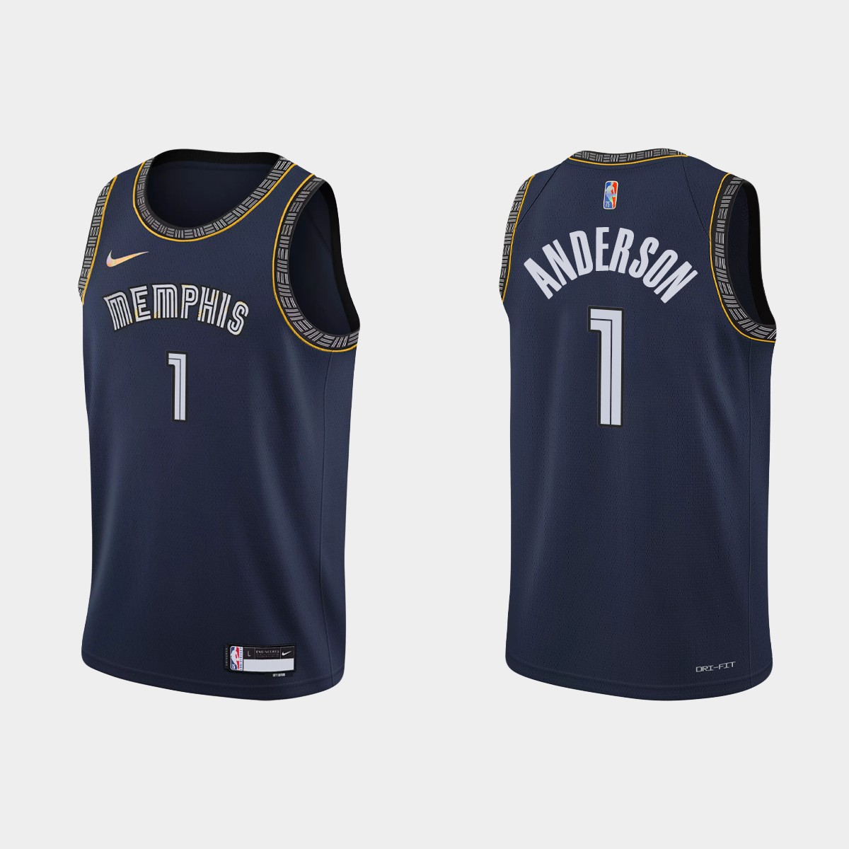 2021-22 Memphis Grizzlies No. 1 Kyle Anderson 75th Anniversary City Navy Jersey