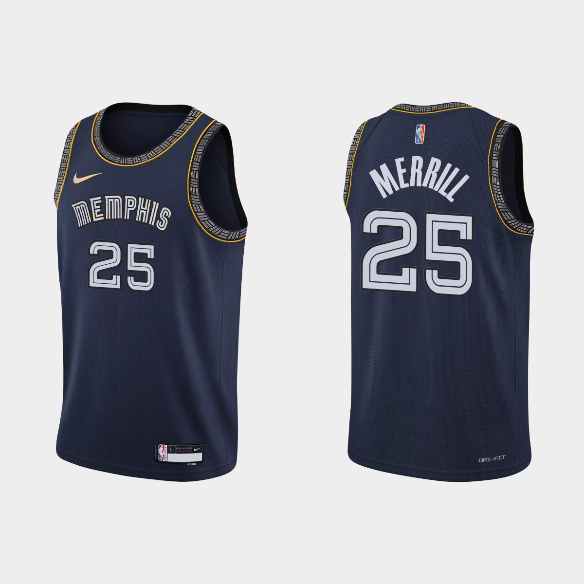 2021-22 Memphis Grizzlies No. 25 Sam Merrill 75th Anniversary City Navy Jersey