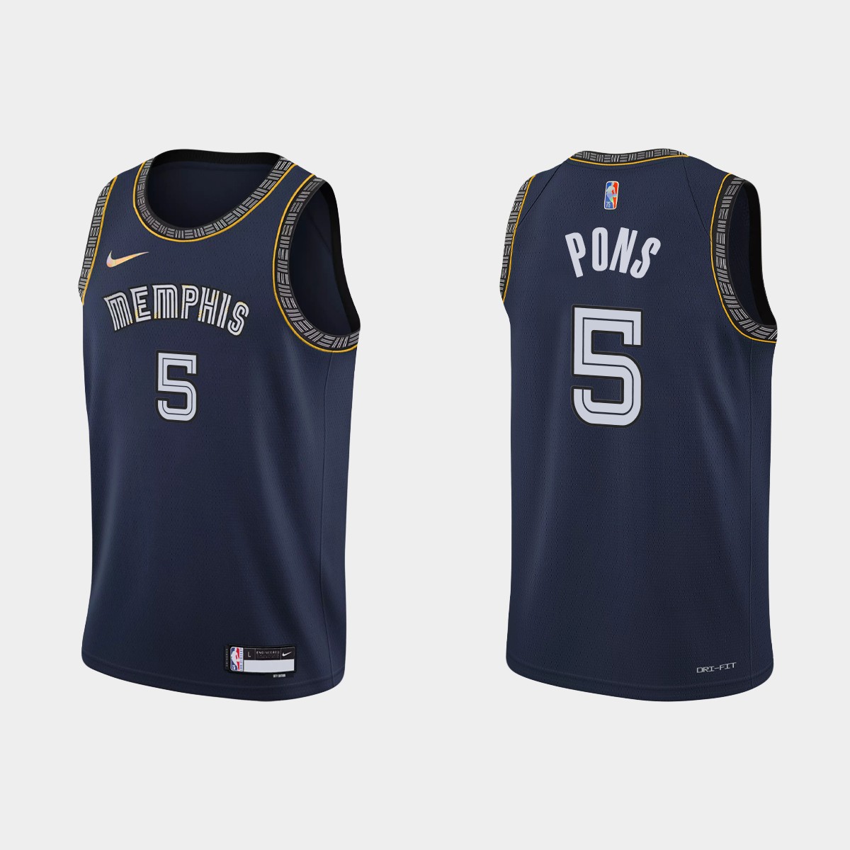 2021-22 Memphis Grizzlies No. 5 Yves Pons 75th Anniversary City Navy Jersey