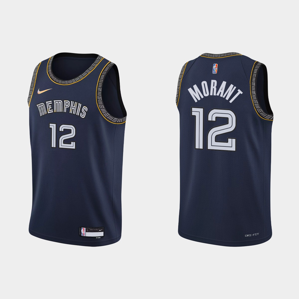2021-22 Memphis Grizzlies No. 12 Ja Morant 75th Anniversary City Navy Jersey